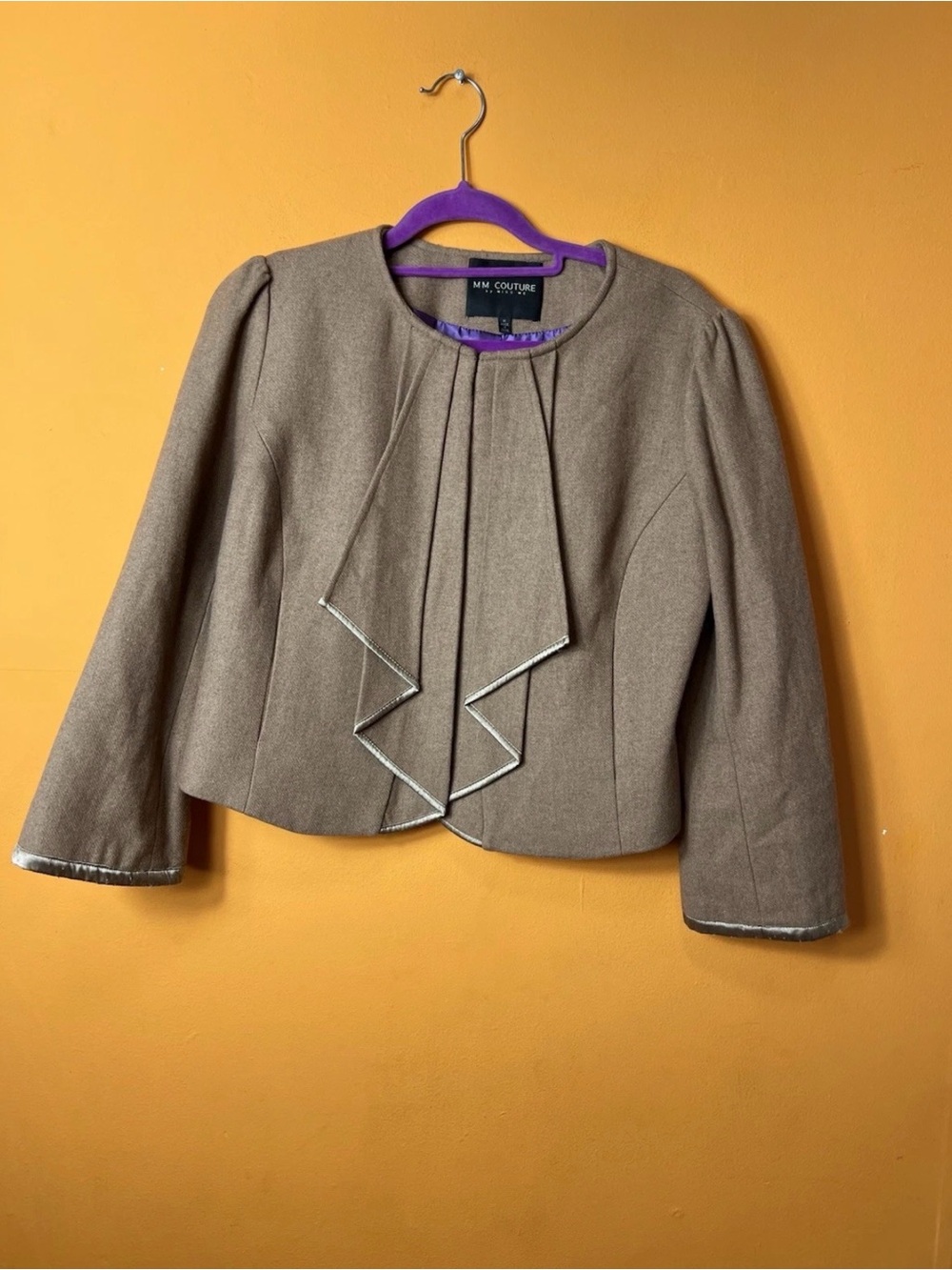 Miss Me brown cropped blazer Office Chic Academia Y2K pleated front Size Medium